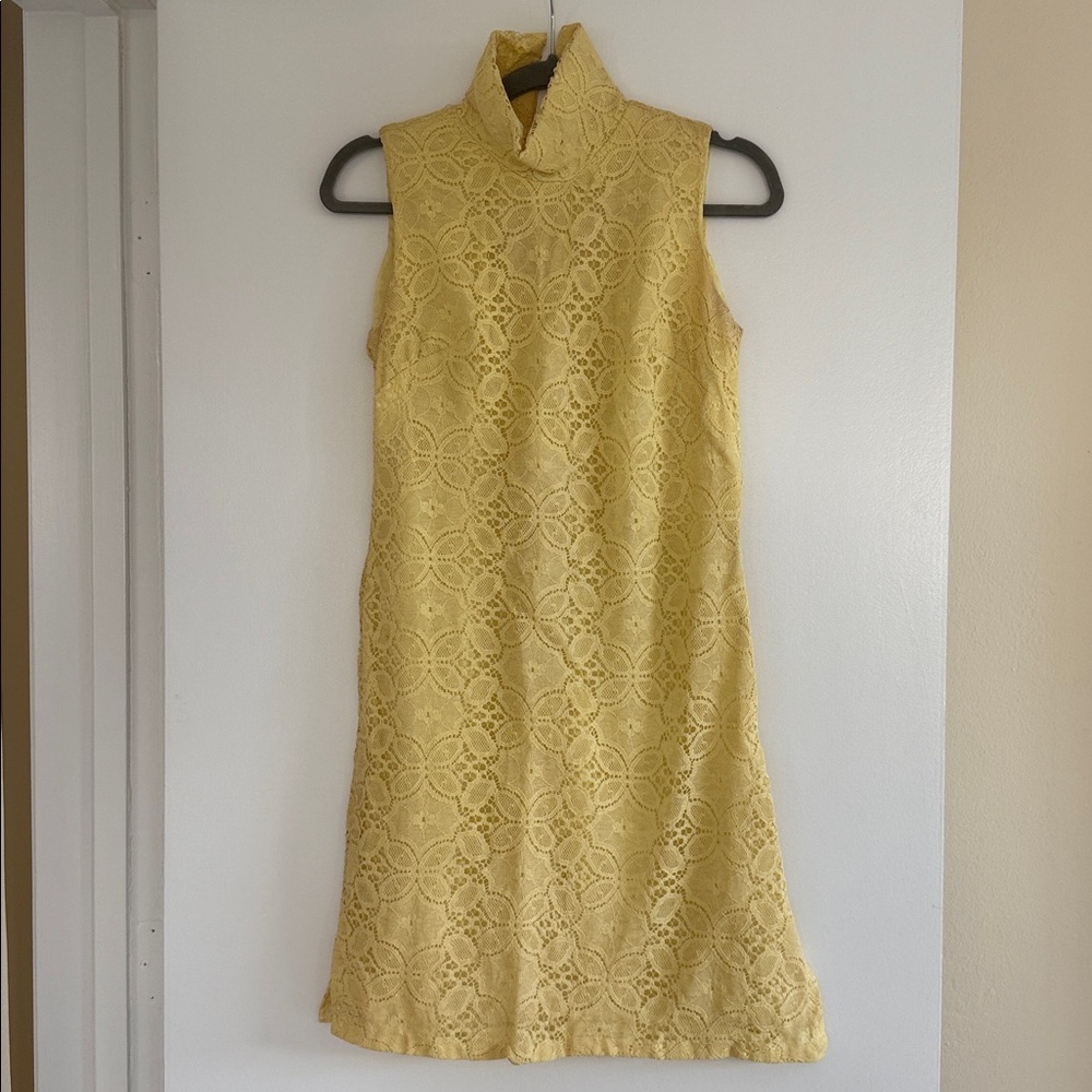 Vintage 1960’s Yellow Lace Sleeveless Midi Dress